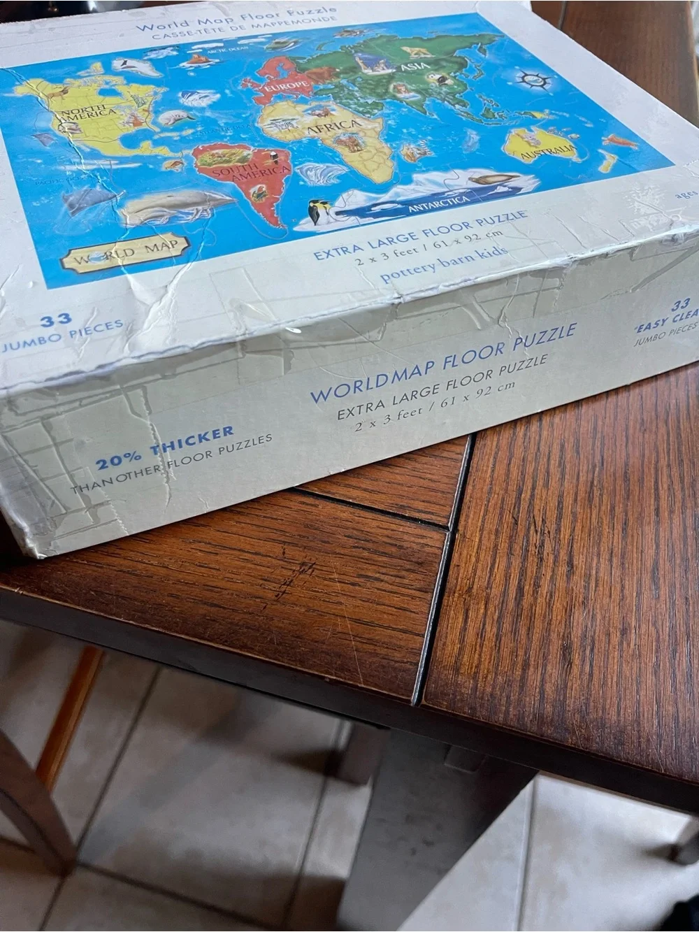 Pottery Barn Kids World Map Floor Puzzle Complete 33 Jumbo Pieces 2x3 Ft